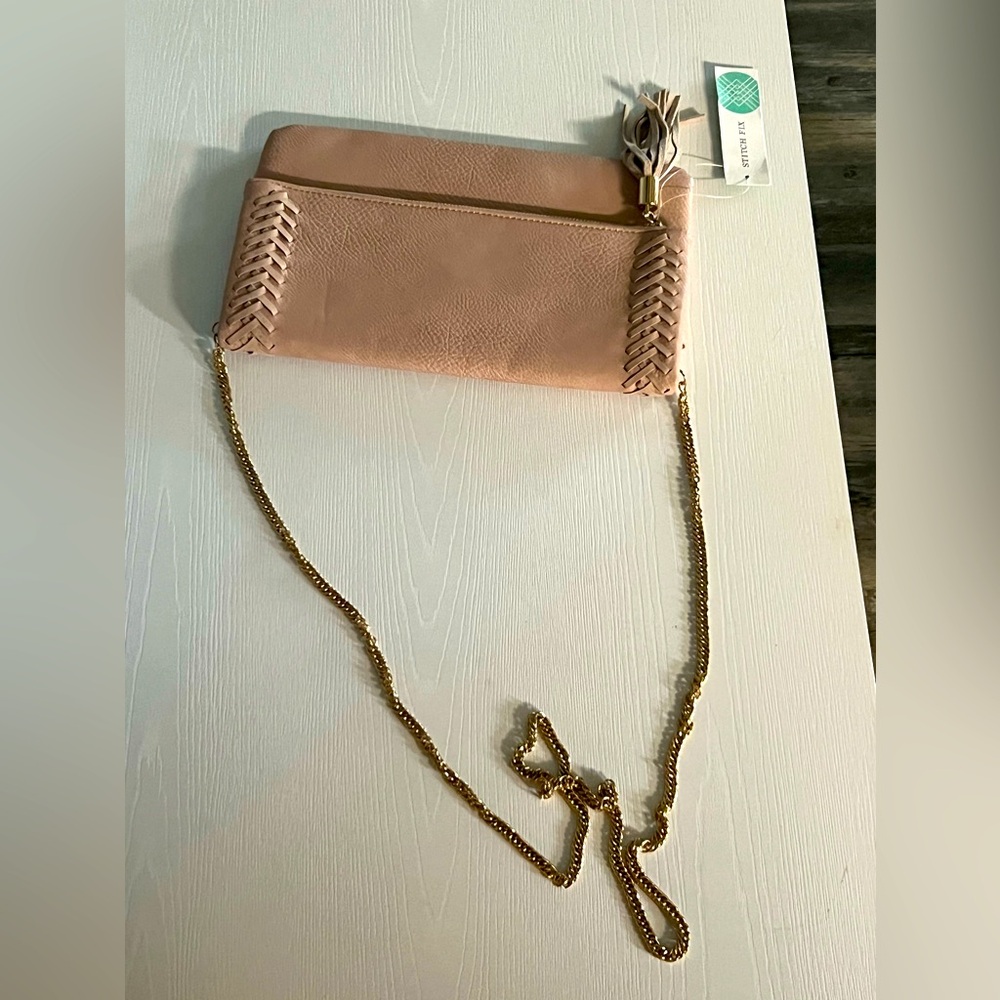 Brand New With Tag Moda Luxe Palermo Stitch Detail Clutch in blush